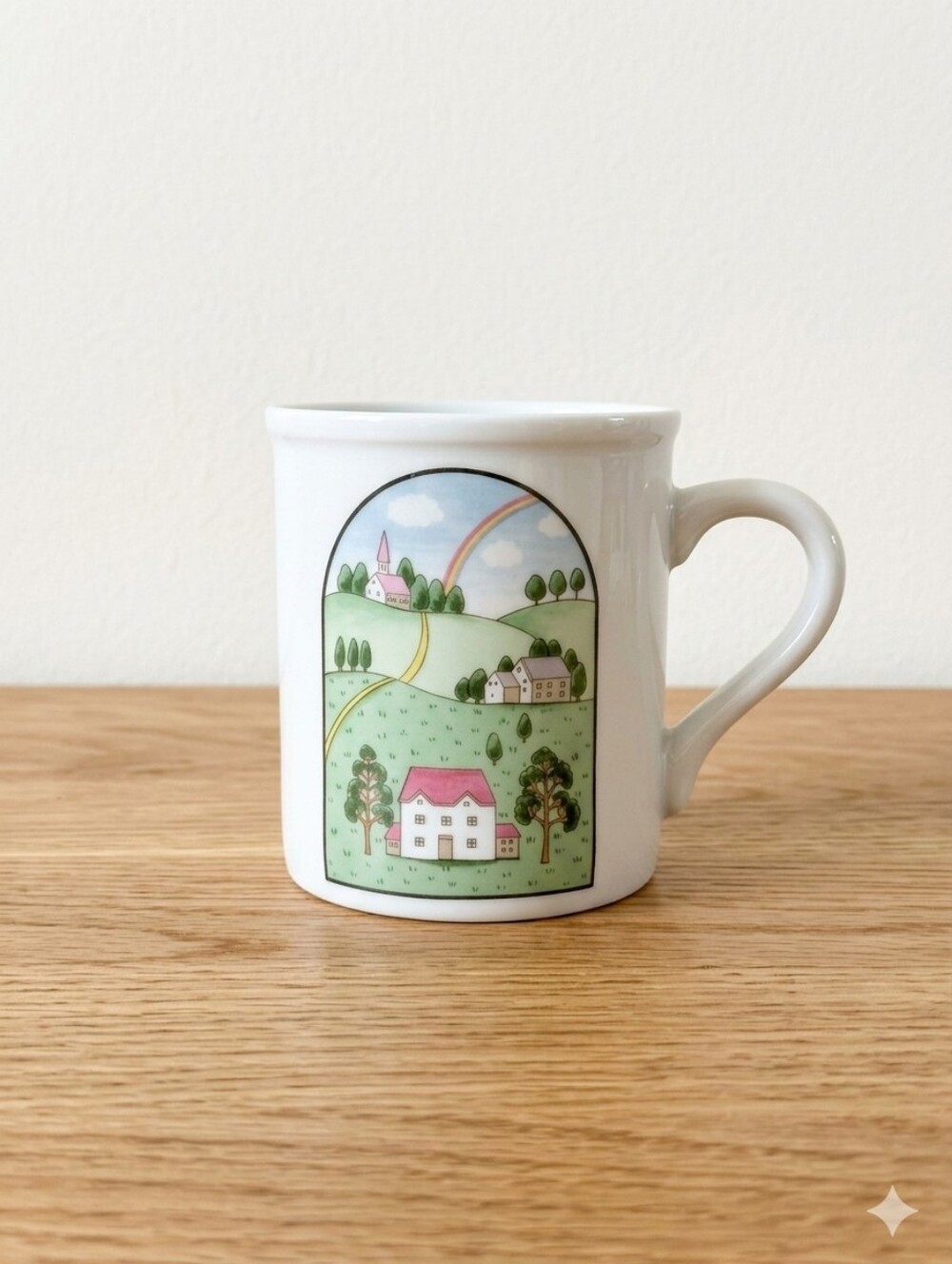 Country Seasons Giftcraft Japan Mug – Vintage Pastoral Rainbow Design